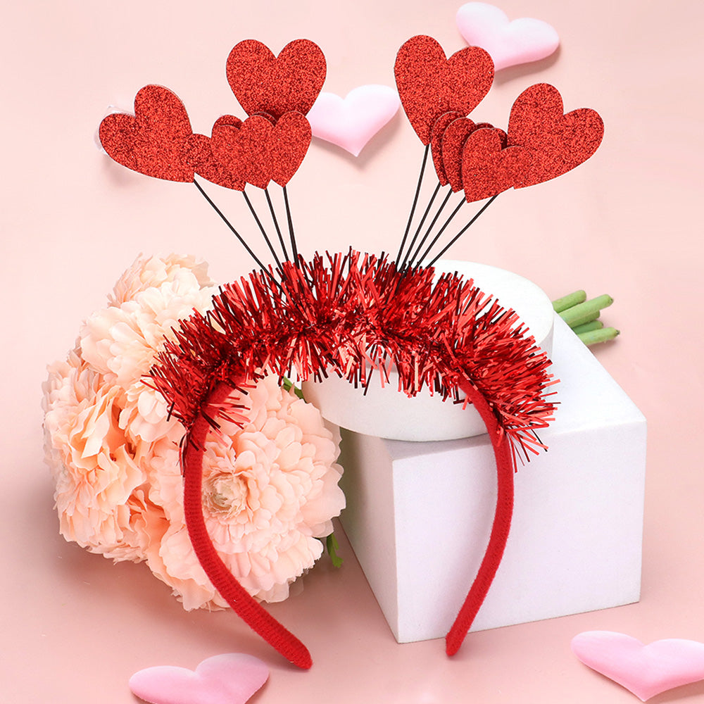 Glittered Heart Pointed Tinsel Headband