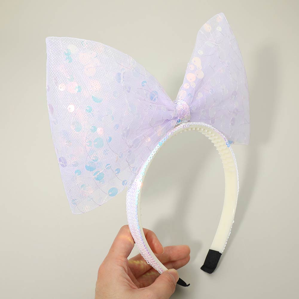 Madeline Love AB Oversized Sequin Bow Accent Headband - Hair Accessories