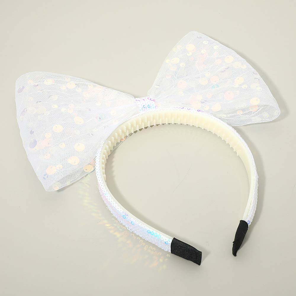Madeline Love AB Oversized Sequin Bow Accent Headband - Hair Accessories - desc
