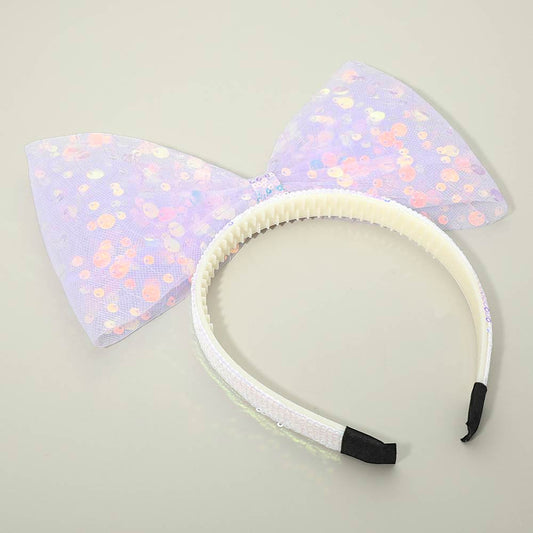 Madeline Love Lavender Oversized Sequin Bow Accent Headband - Hair Accessories