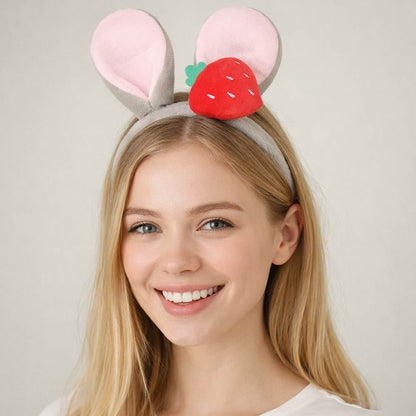 Madeline Love Red Plush Strawberry Accent Easter Bunny Ear Headband - Hair Accessories