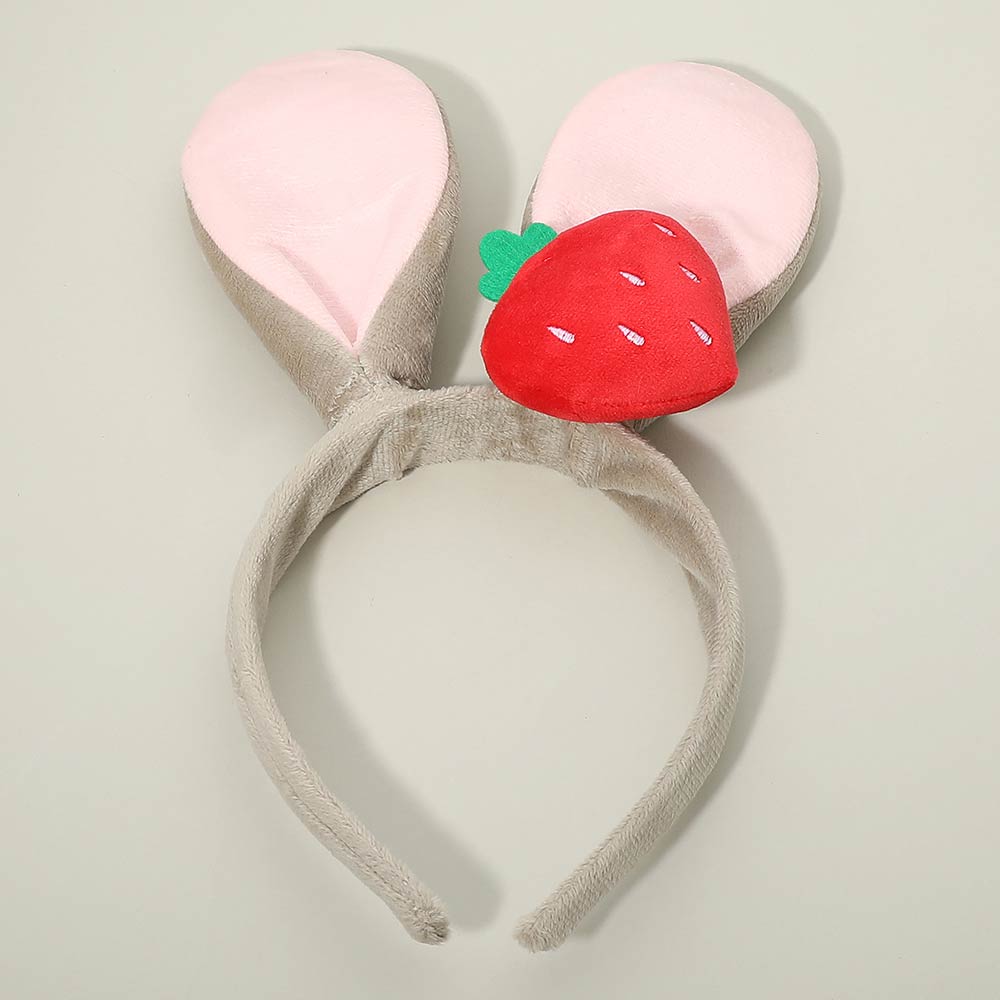 Madeline Love Red Plush Strawberry Accent Easter Bunny Ear Headband - Hair Accessories - desc