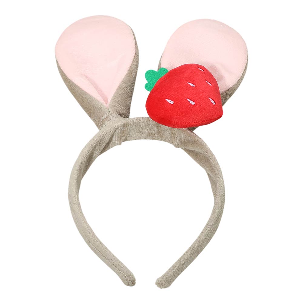 Madeline Love Red Plush Strawberry Accent Easter Bunny Ear Headband - Hair Accessories - extra