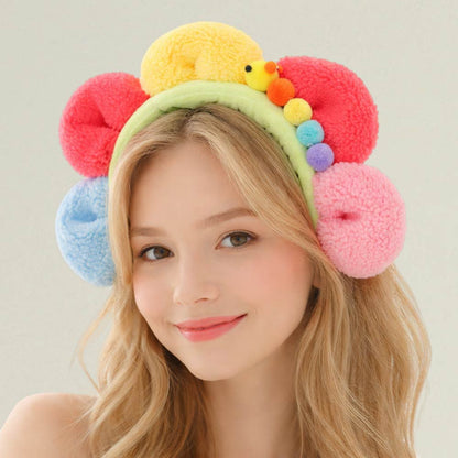 Madeline Love Multi Plush Floral Caterpillar Pom Headband - Hair Accessories