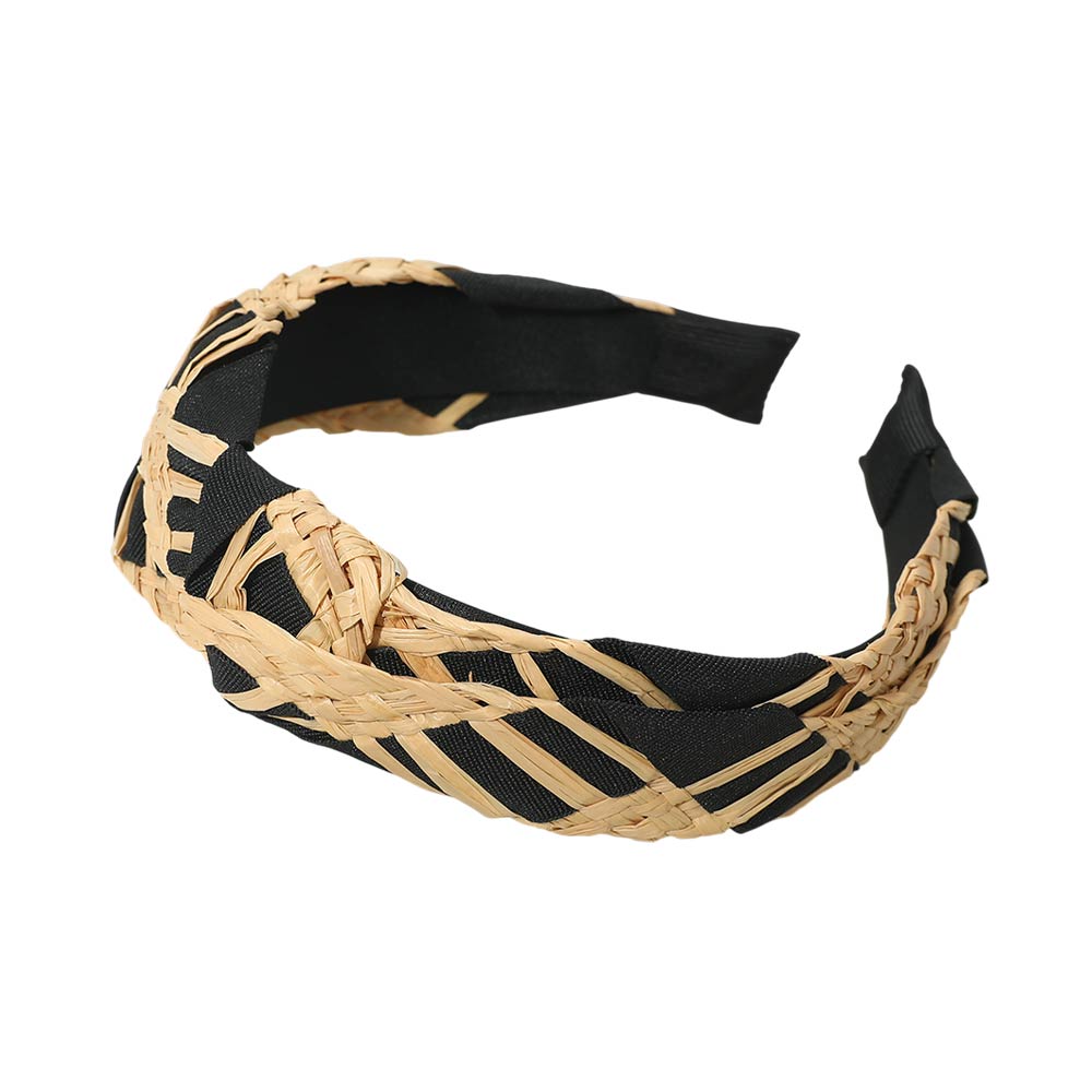 Madeline Love Black Braided Woven Knot Headband - Hair Accessories - desc