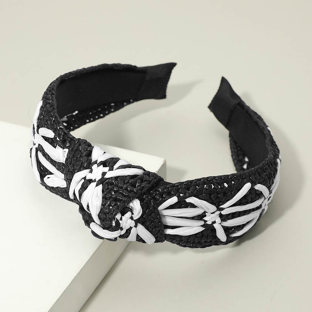 Madeline Love Black Woven Contrast Knot Headband - Hair Accessories - desc