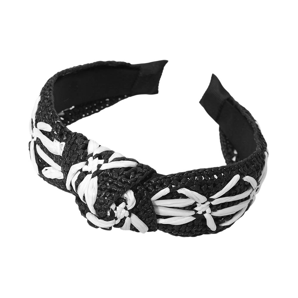 Madeline Love Black Woven Contrast Knot Headband - Hair Accessories - extra
