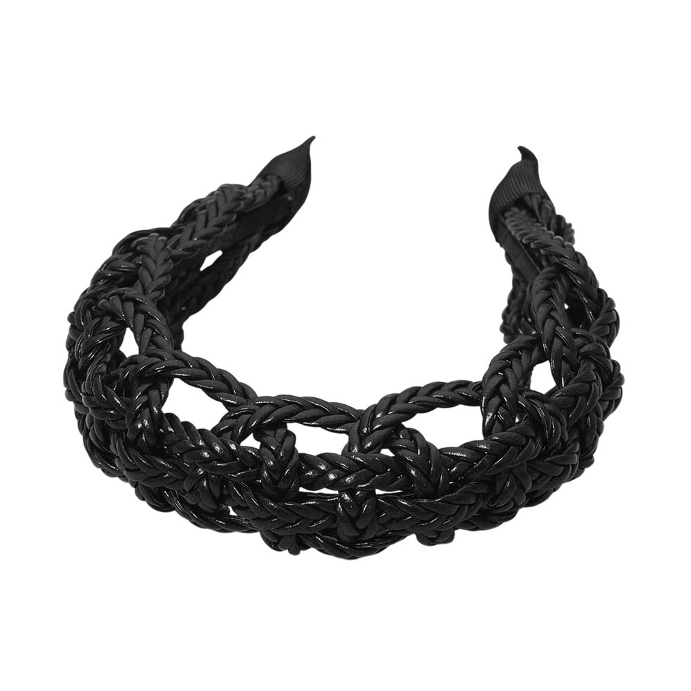 Madeline Love Black Wide Intricate Braided Wide Headband - Hair Accessories - desc