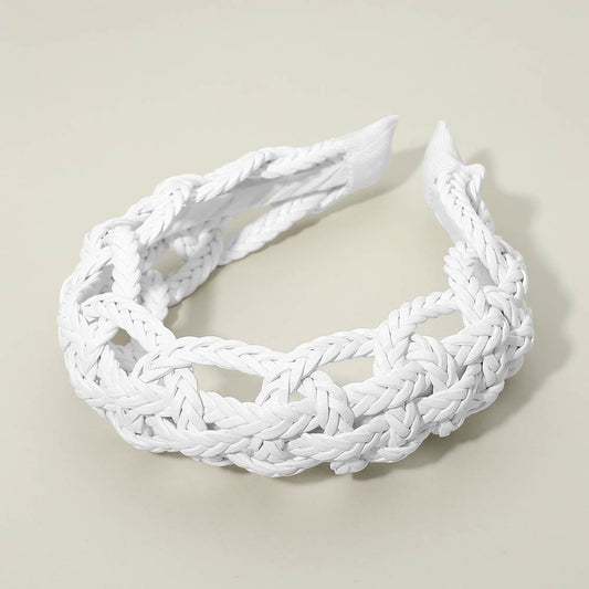 Madeline Love White Wide Intricate Braided Wide Headband - Hair Accessories