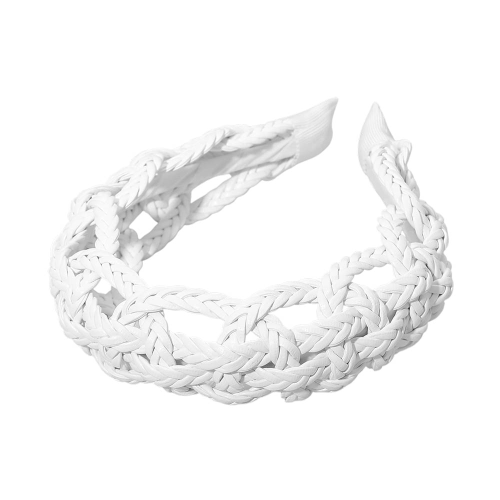 Madeline Love White Wide Intricate Braided Wide Headband - Hair Accessories - desc