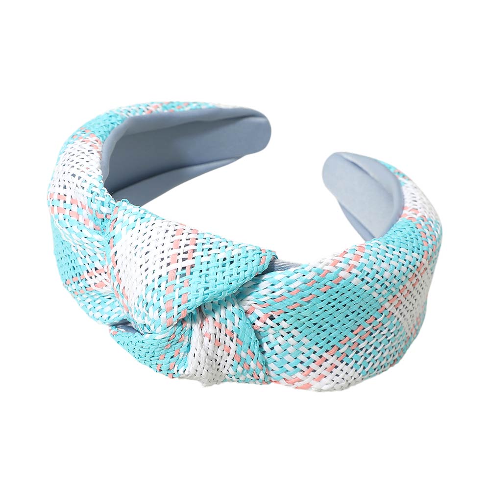 Madeline Love Blue Wide Woven Knot Headband - Hair Accessories - desc