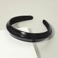 Madeline Love Black Classic Glossy Faux Leather Wide Headband - Hair Accessories