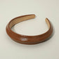 Madeline Love Brown Classic Glossy Faux Leather Wide Headband - Hair Accessories
