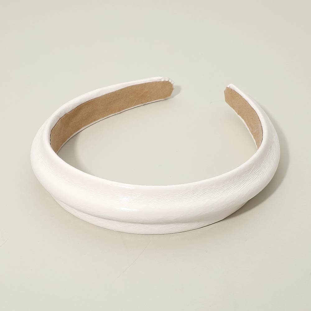 Madeline Love Ivory Classic Glossy Faux Leather Wide Headband - Hair Accessories