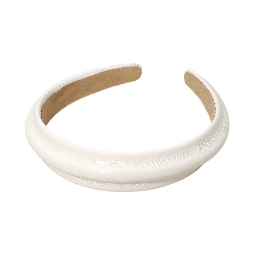 Madeline Love Ivory Classic Glossy Faux Leather Wide Headband - Hair Accessories - desc