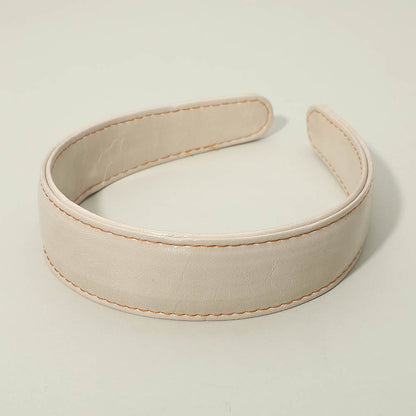 Madeline Love Ivory Classic Stitched Faux Leather Wide Headband - Hair Accessories