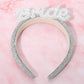 Madeline Love Silver Pearl BRIDE Accent Bling Studded Headband - Hair Accessories - desc
