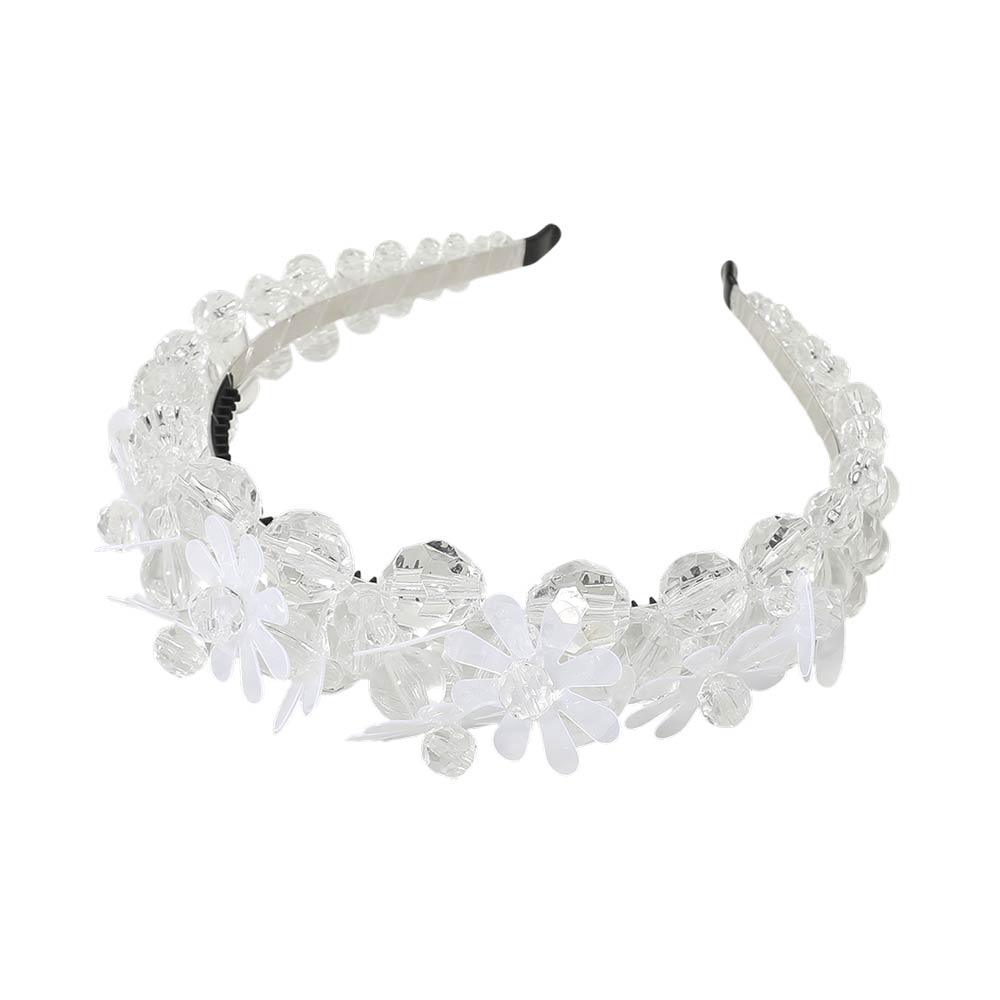 Madeline Love Clear Floral Beaded Statement Headband - Hair Accessories - desc