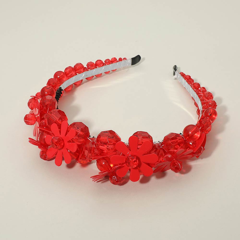 Madeline Love Red Floral Beaded Statement Headband - Hair Accessories