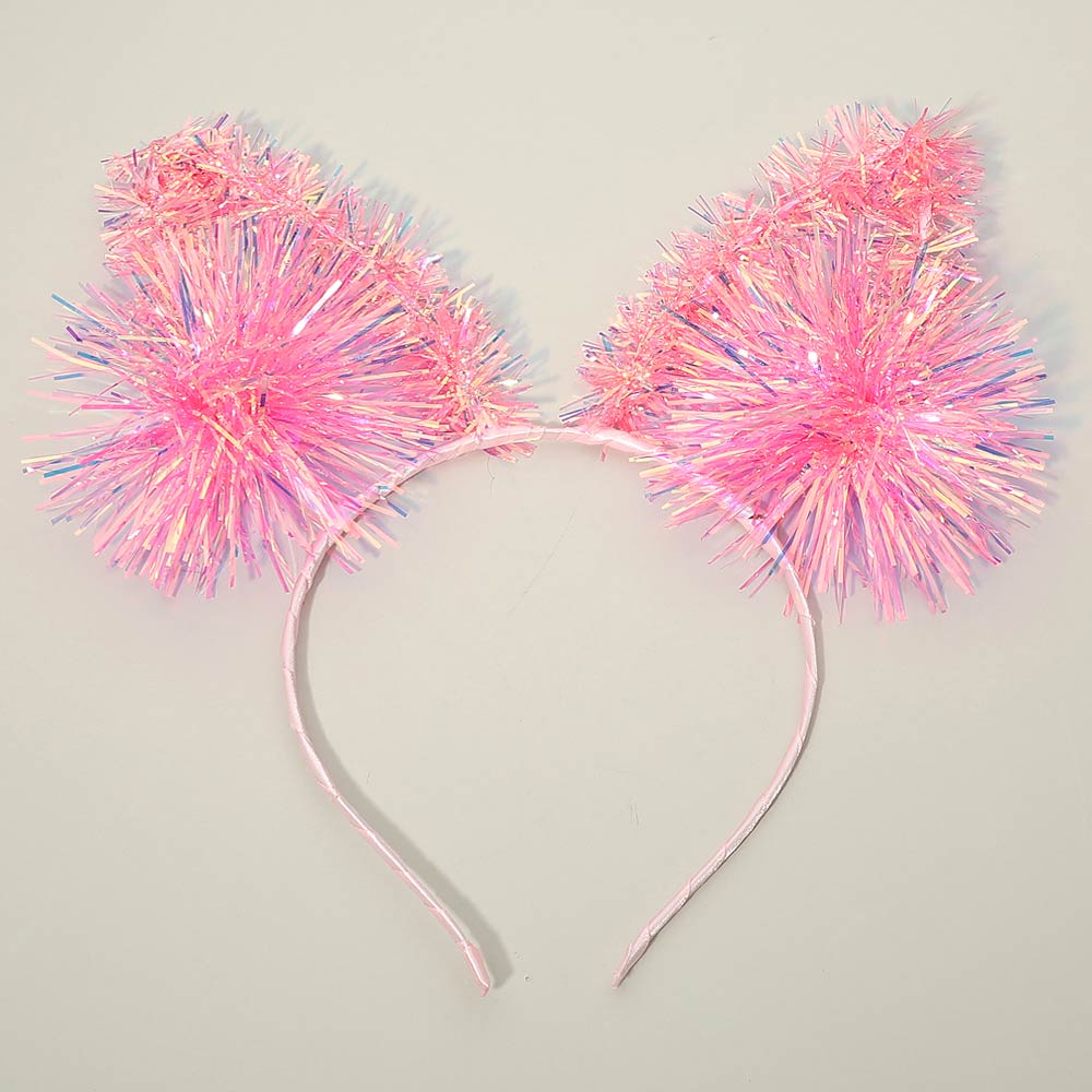 Madeline Love Pink Sparkle Tinsel Pom Animal Ear Party Headband - Hair Accessories - desc