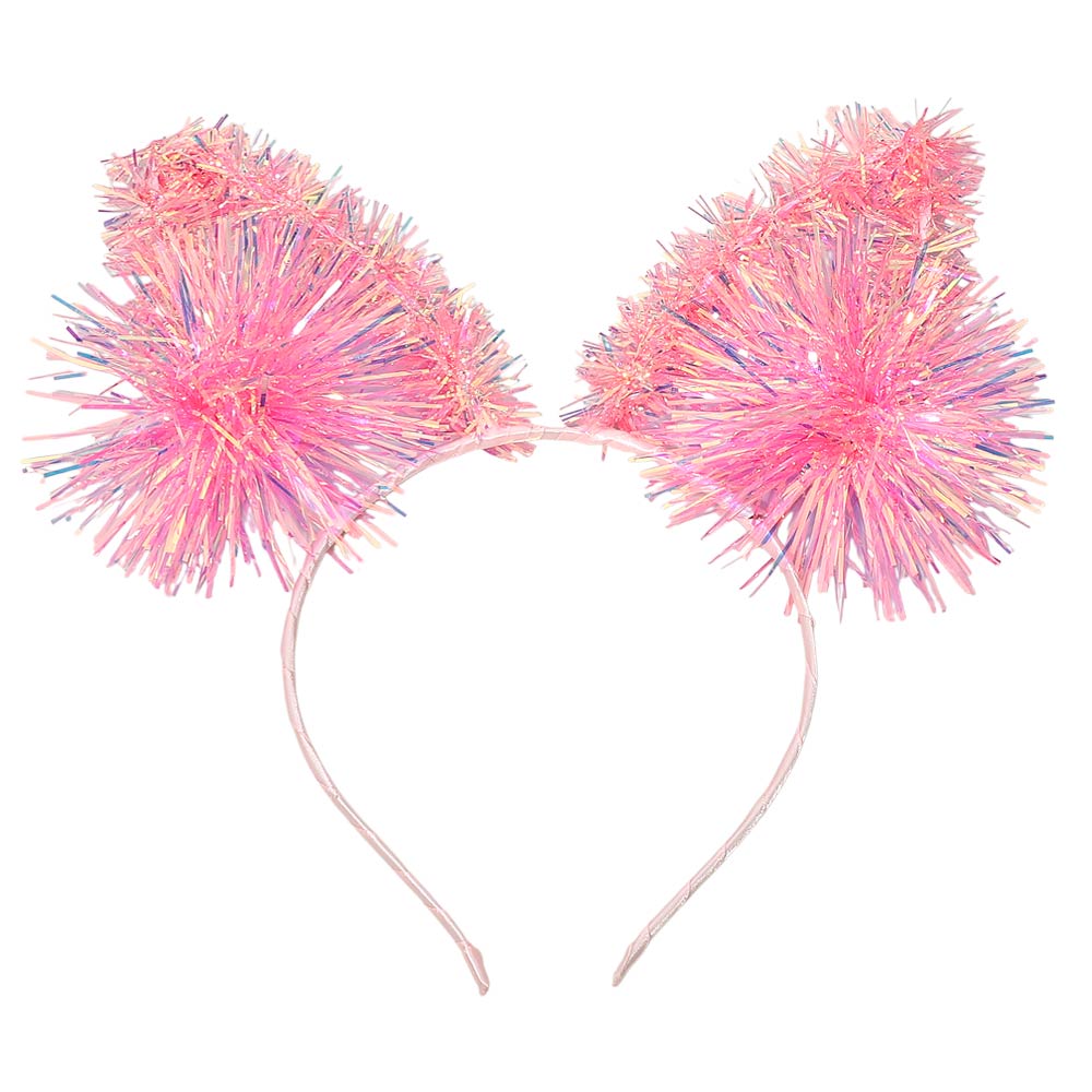 Madeline Love Pink Sparkle Tinsel Pom Animal Ear Party Headband - Hair Accessories - extra