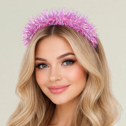 Madeline Love Pink Sparkle Tinsel Statement Party Headband - Hair Accessories
