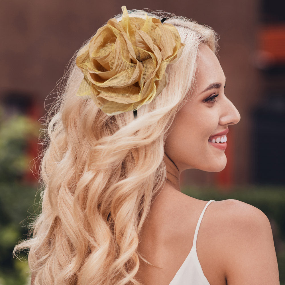 Madeline Love Black, Brown Layered Mesh Fabric Flower Headband - Hair Accessories