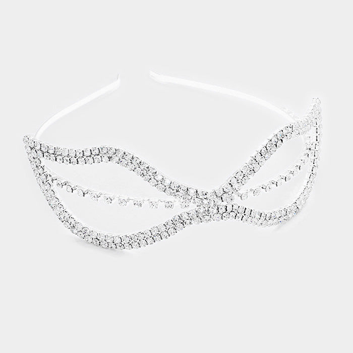 Madeline Love Silver, Clear Crystal rhinestone bow headband - Hair Accessories