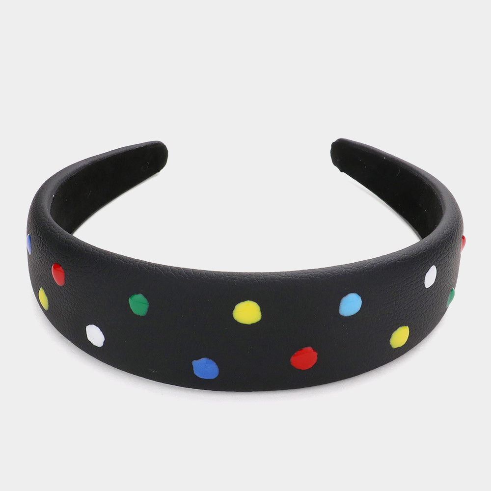 Madeline Love Black Colorful Polka Dot Headband - Hair Accessories
