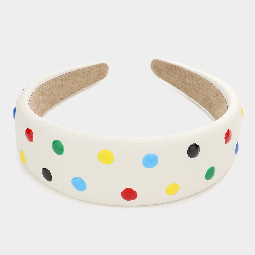 Madeline Love White Colorful Polka Dot Headband - Hair Accessories