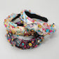 Madeline Love Multi, White Oval Round Stone Cluster Embellished Jacquard Knot Headband - Hair Accessories - extra