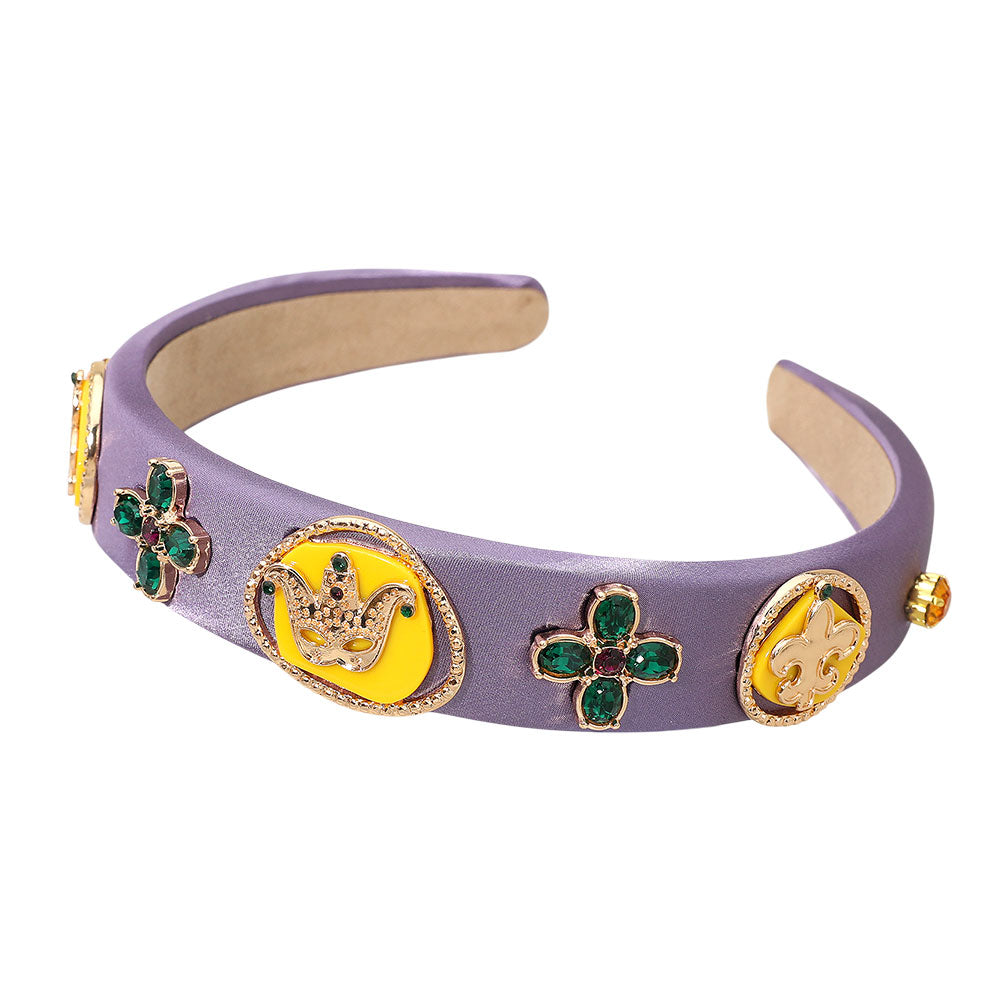 Gold Multi Celebrate in vibrant style with this festive headband featuring comedy mask motifs, sparkling gems, and iconic Mardi Gras accents. Designed for comfort and standout flair, it enhances parade looks, party ensembles, and themed event outfits with lively decorative detail.