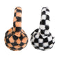 Madeline Love White Faux Fur Plush Checkered Earmuffs - Hair Accessories - extra