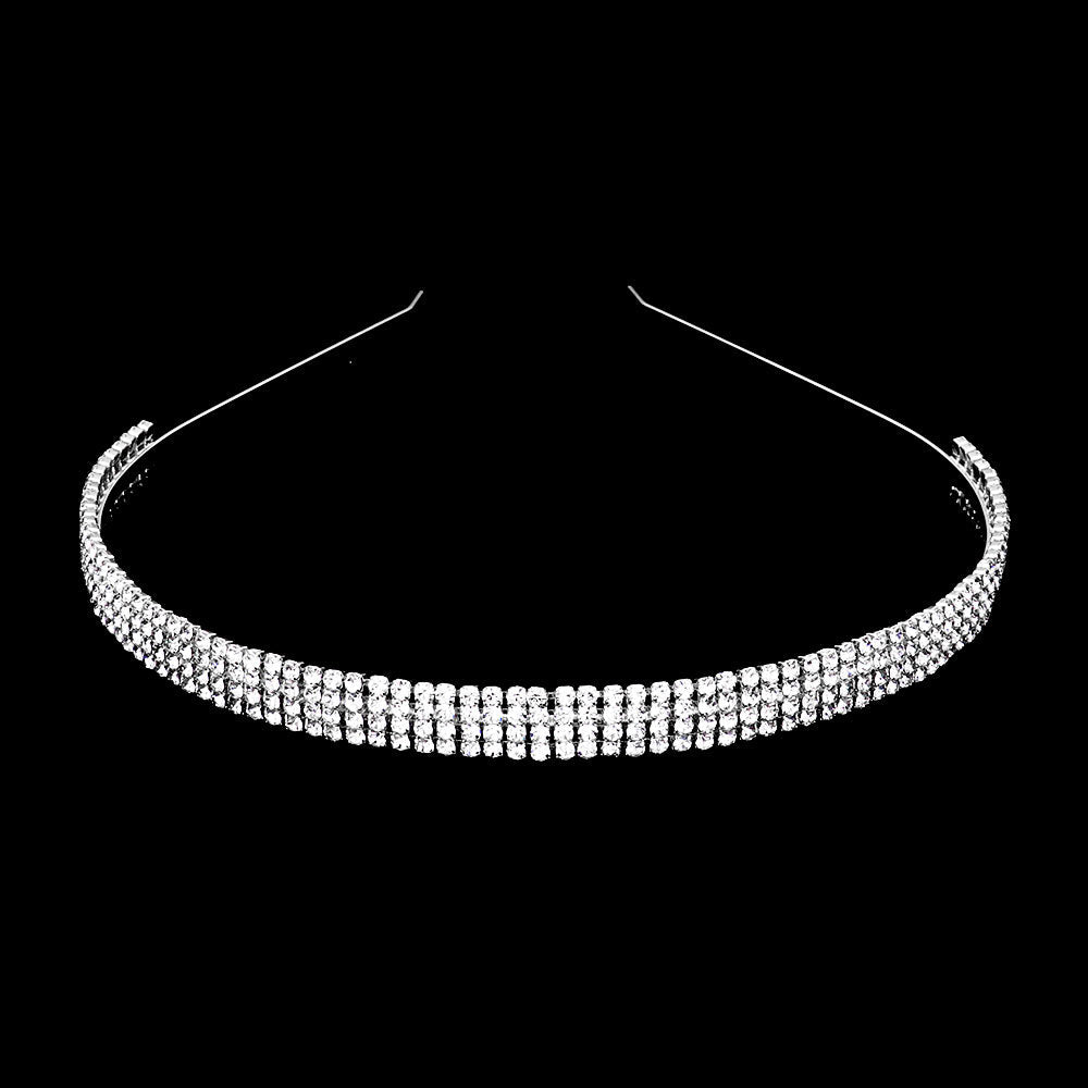 Madeline Love Silver 4-Rows crystal rhinestone headband - Hair Accessories