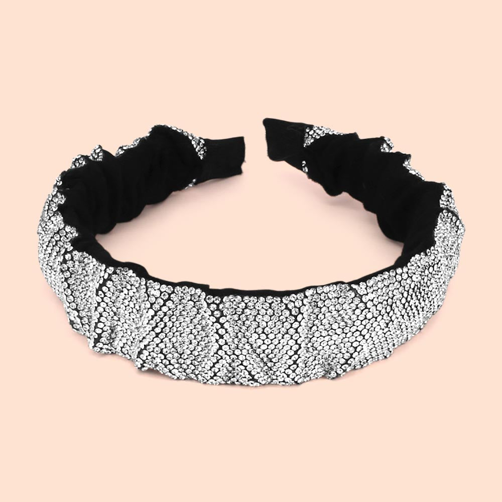 Madeline Love Clear Pleated Rhinestone Headband - Hair Accessories