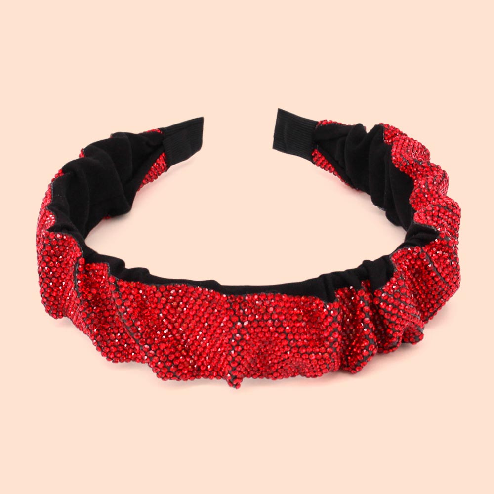 Madeline Love Light, Siam Pleated Rhinestone Headband - Hair Accessories
