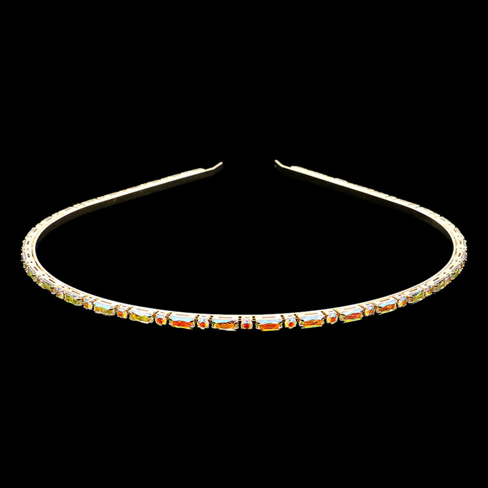 Madeline Love AB, Gold Rectangle Stone Headband - Hair Accessories