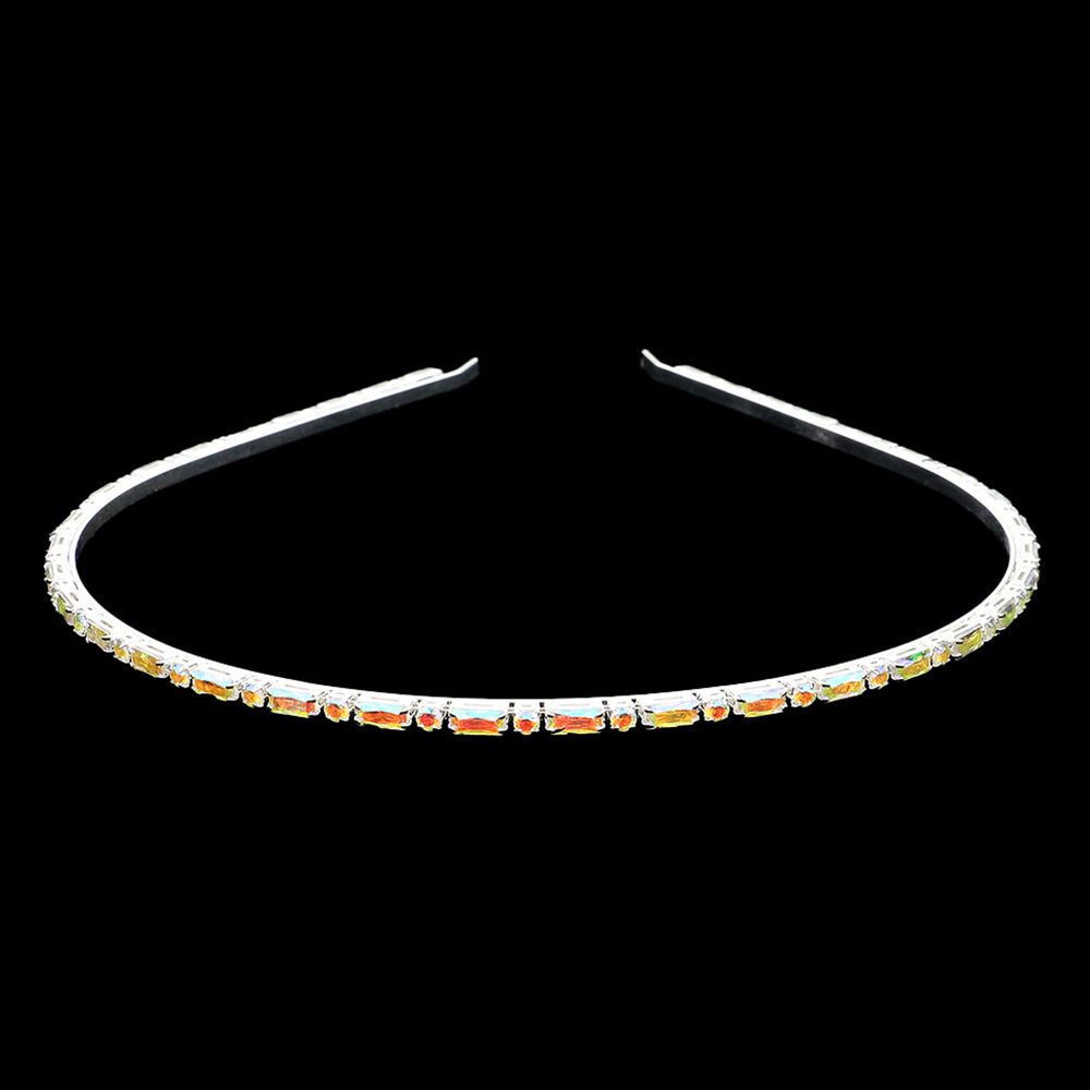 Madeline Love AB, Silver Rectangle Stone Headband - Hair Accessories
