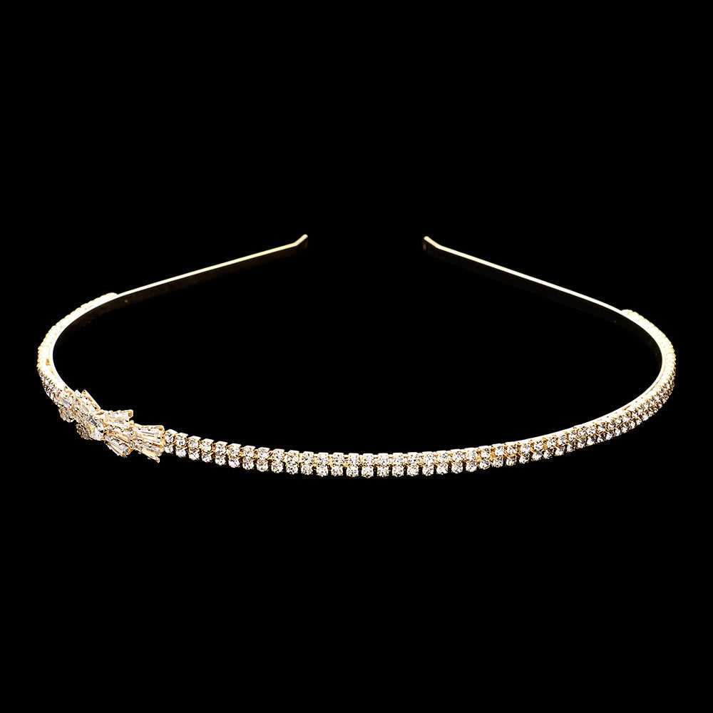 Madeline Love Gold CZ Stone Paved Bow Pointed Headband - Hair Accessories
