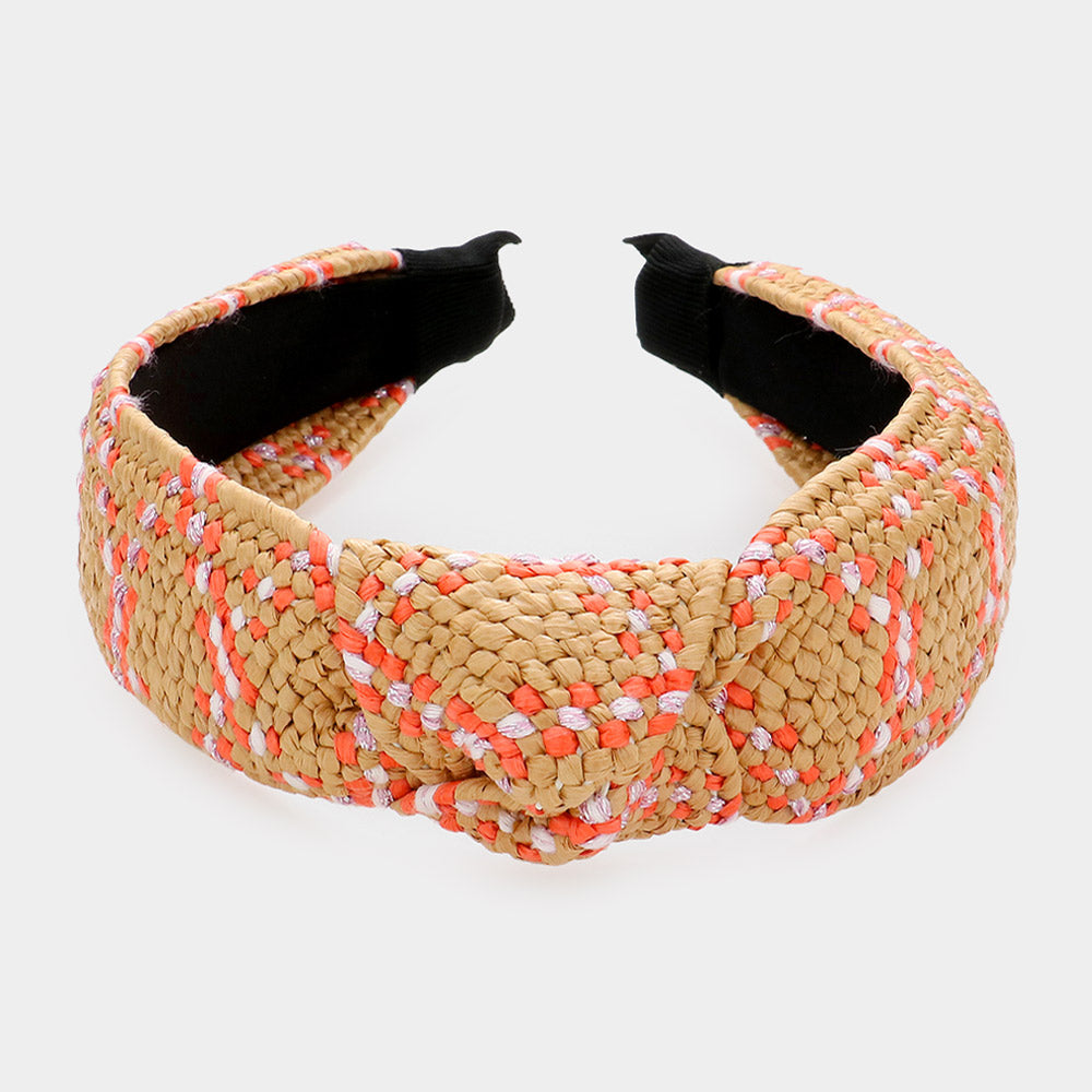 Madeline Love Orange Braided Straw Knot Burnout Headband - Hair Accessories