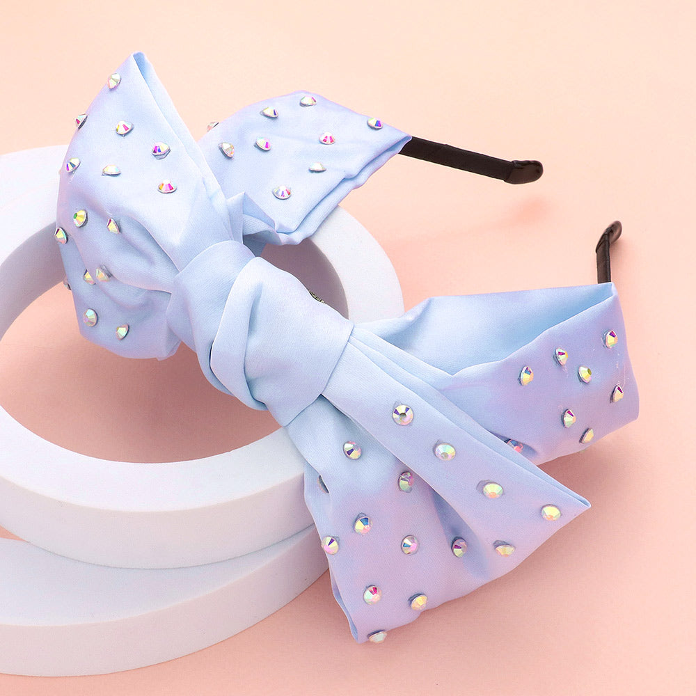 Madeline Love Light Blue Studded Bow Headband - Hair Accessories