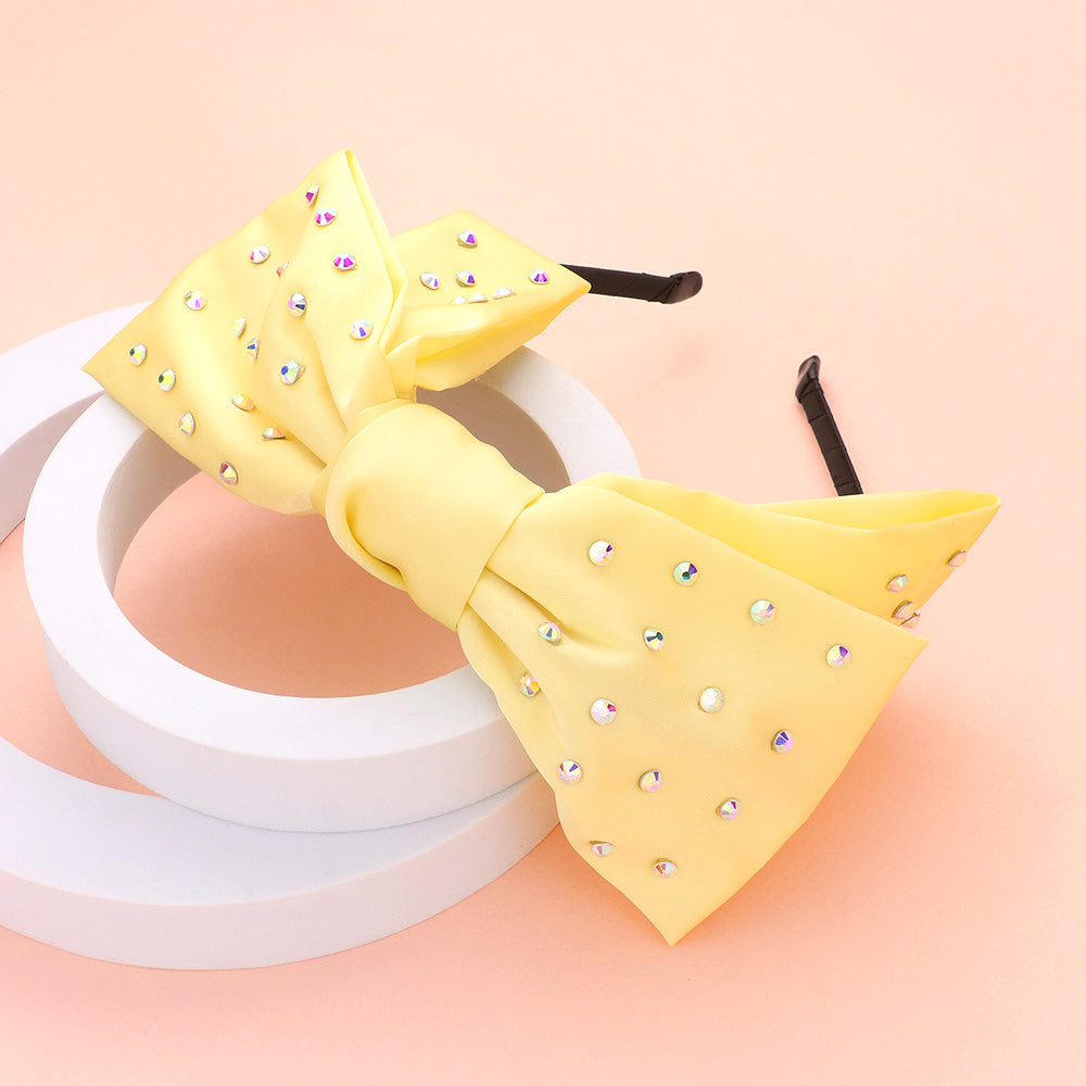Madeline Love Yellow Studded Bow Headband - Hair Accessories