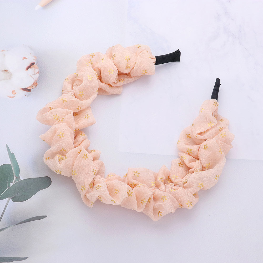 Madeline Love Pink Tiny Flower Pattern Printed Scrunchie Headband - Hair Accessories