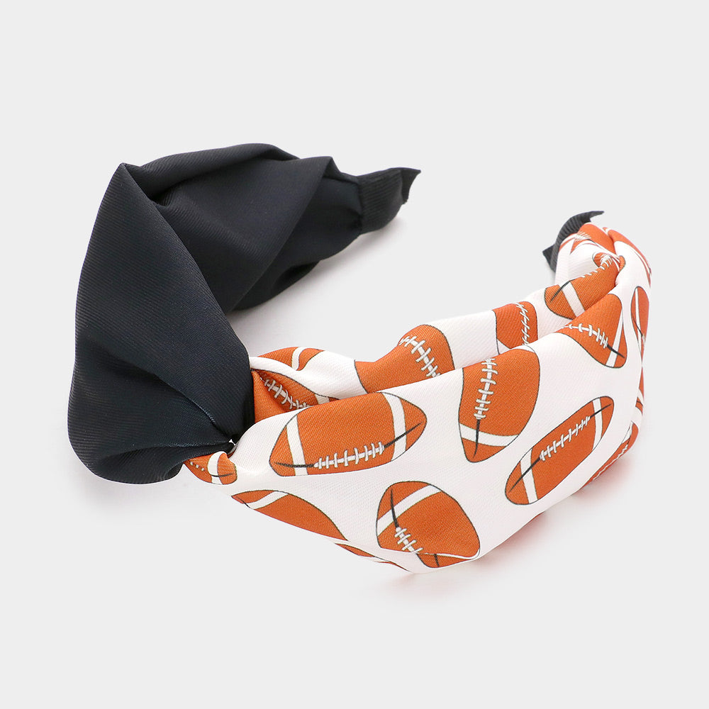 Madeline Love Black, White Game Day Football Patterned Twisted Headband - Hair Accessories