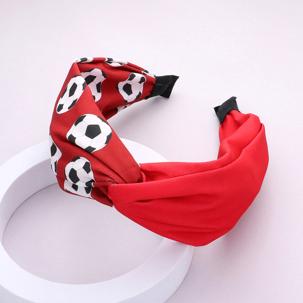 Madeline Love Red Game Day Soccer Patterned Twisted Headband - Hair Accessories