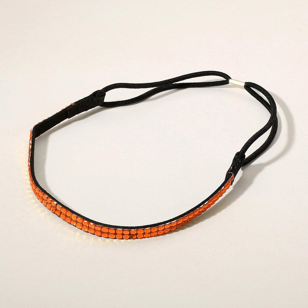Madeline Love Orange 2-Row Bling Square Stone Stretch Headband - Hair Accessories - desc