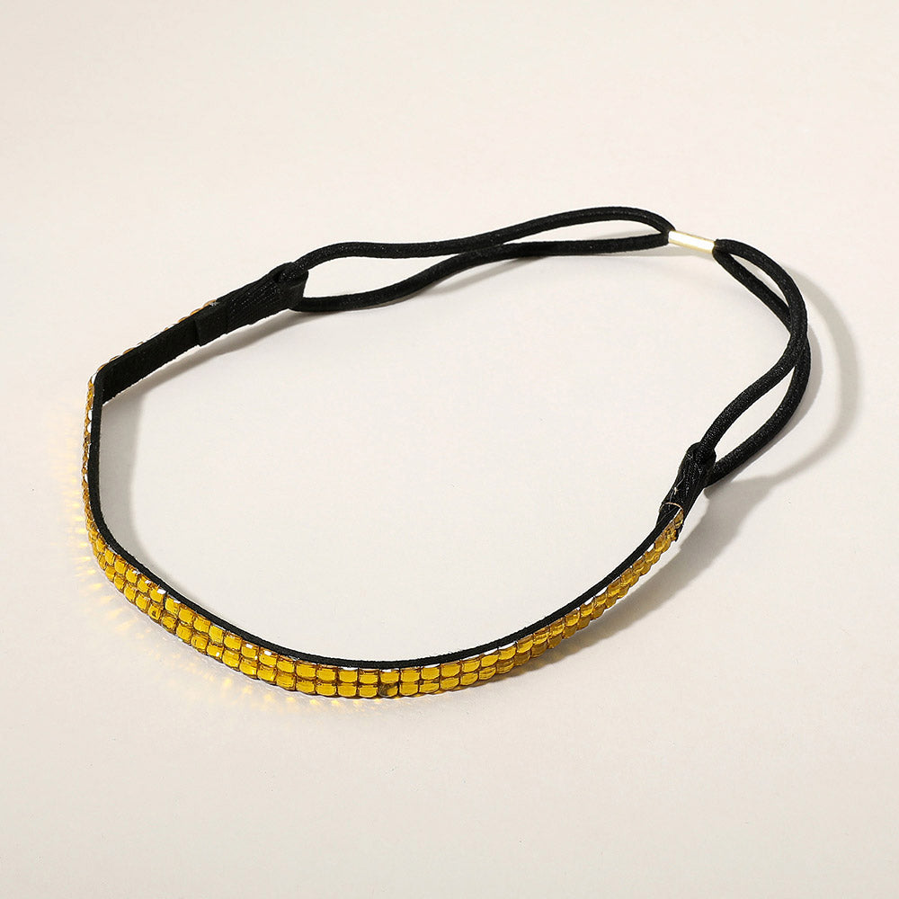 Madeline Love Yellow 2-Row Bling Square Stone Stretch Headband - Hair Accessories - desc