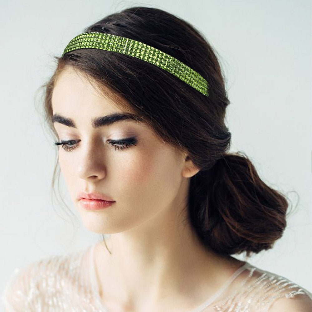 Madeline Love Peridot 4-Row Bling Square Stone Stretch Headband - Hair Accessories