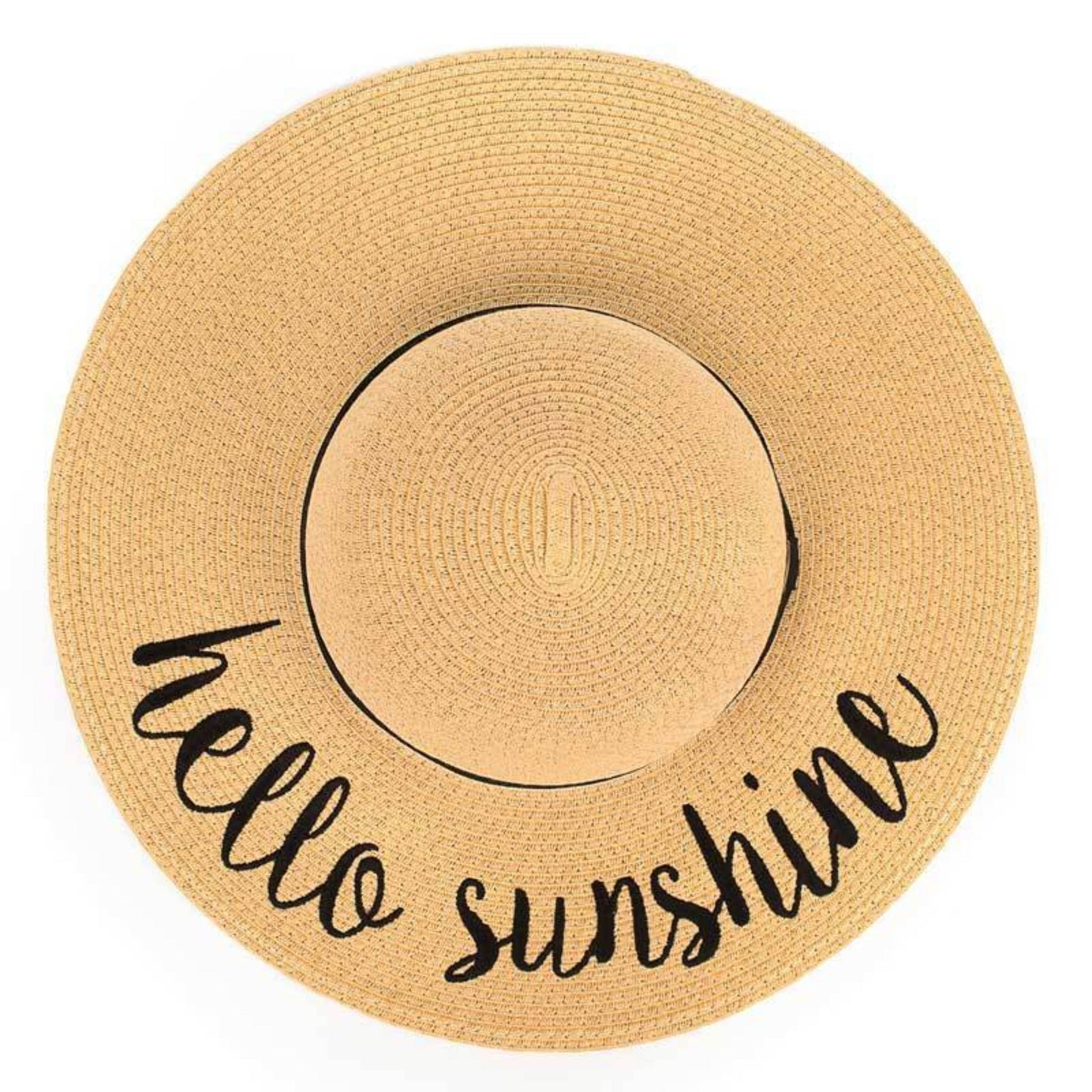 C.C Paper Brim Straw Hat With Lettering And Ribbon Band 100% Paper Straw