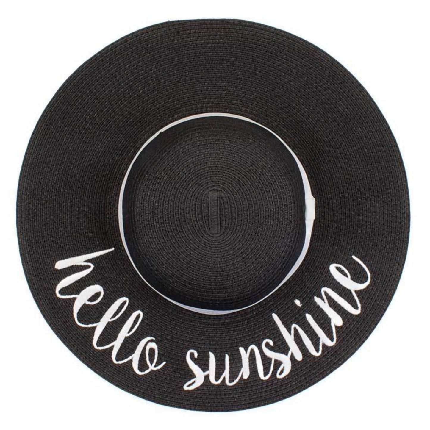 C.C Paper Brim Straw Hat With Lettering And Ribbon Band 100% Paper Straw